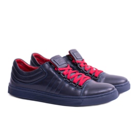 KENT Zapatillas de hombre Elon de piel azul marino 1
