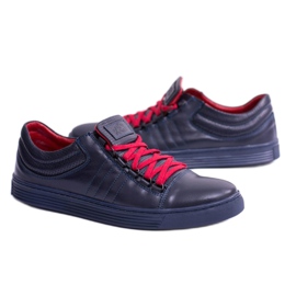 KENT Zapatillas de hombre Elon de piel azul marino 3