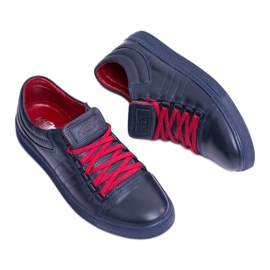 KENT Zapatillas de hombre Elon de piel azul marino 6