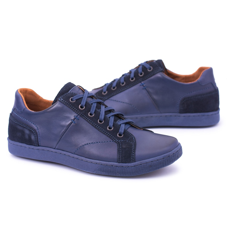 Neex Zapatos casuales Ender de cuero azul marino para hombre 1