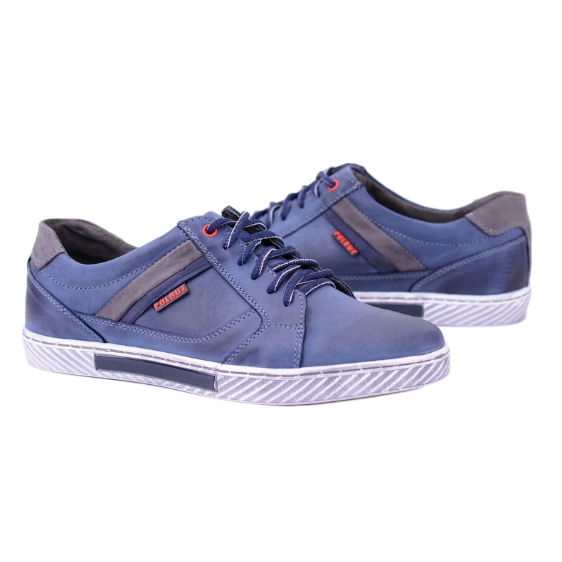 Polbut Zapatos casuales de cuero azul marino para hombre Wilder 1