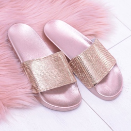 LU BOO Pantuflas De Mujer Con Zirconia Cúbica LadyCristal Rose Gold rosado amarillo 6