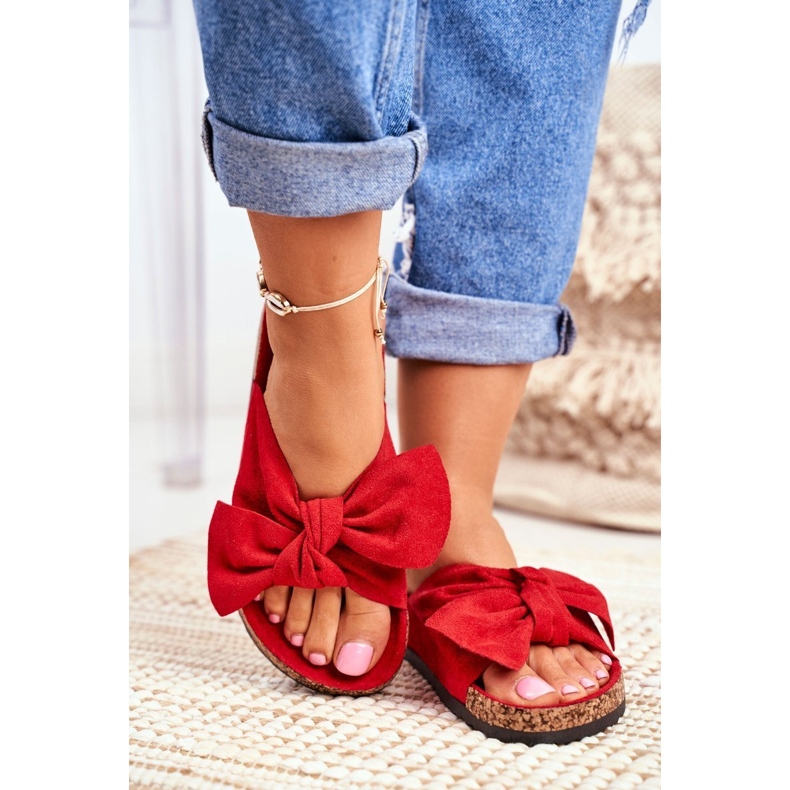 PS1 Pantuflas rojas de mujer en el lazo de corcho Wendy rojo 1