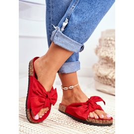 PS1 Pantuflas rojas de mujer en el lazo de corcho Wendy rojo 2