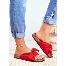 PS1 Pantuflas rojas de mujer en el lazo de corcho Wendy rojo 3