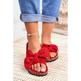 PS1 Pantuflas rojas de mujer en el lazo de corcho Wendy rojo 4