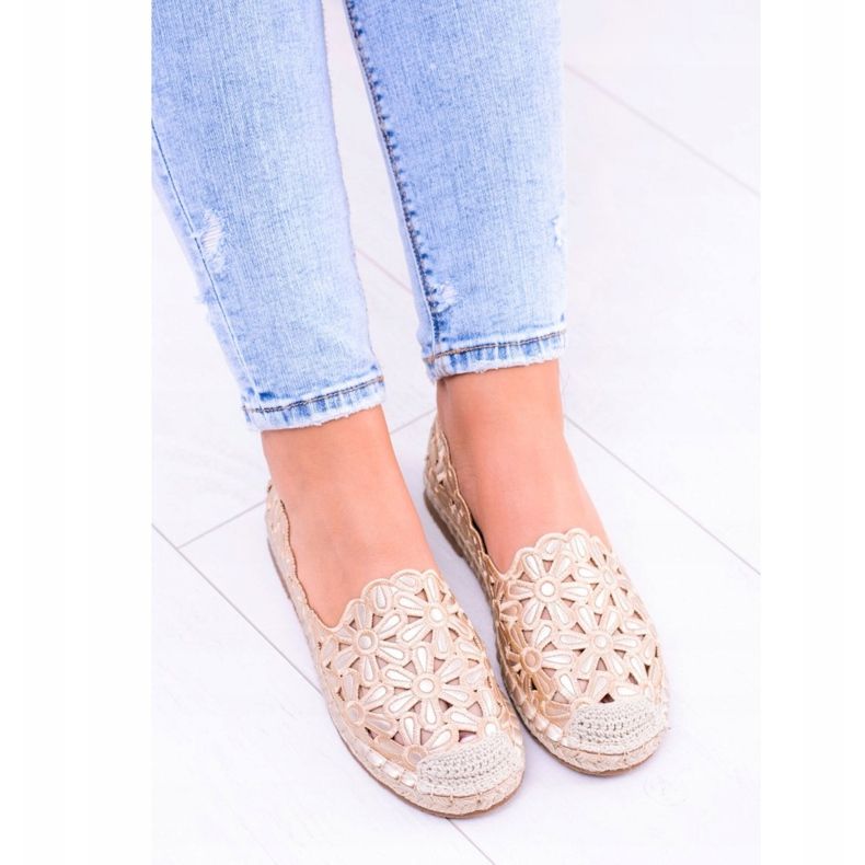 Lu Boo Bailarinas de mujer Golden Alpargatas Macarena Flowers dorado 2