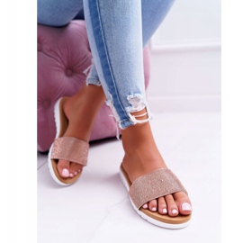 Lu Boo Sandalias de lentejuelas para mujer Champagne Goodies rosado 1