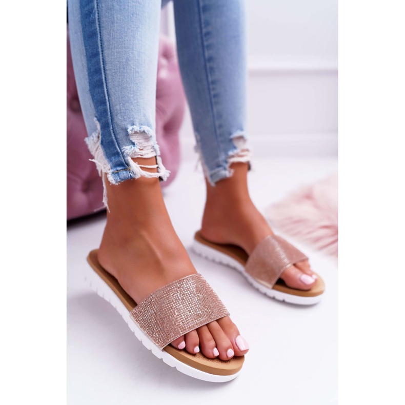 Lu Boo Sandalias de lentejuelas para mujer Champagne Goodies rosado 2