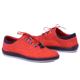 KENT Zapatos casuales de cuero para hombre Red Bill rojo 5