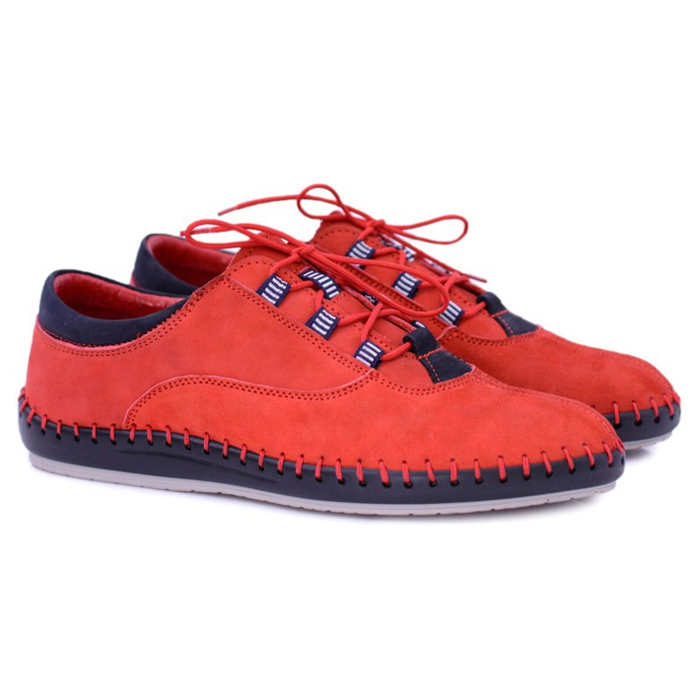 KENT Zapatos casuales de cuero para hombre Red Bill rojo 1