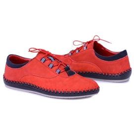 KENT Zapatos casuales de cuero para hombre Red Bill rojo 4