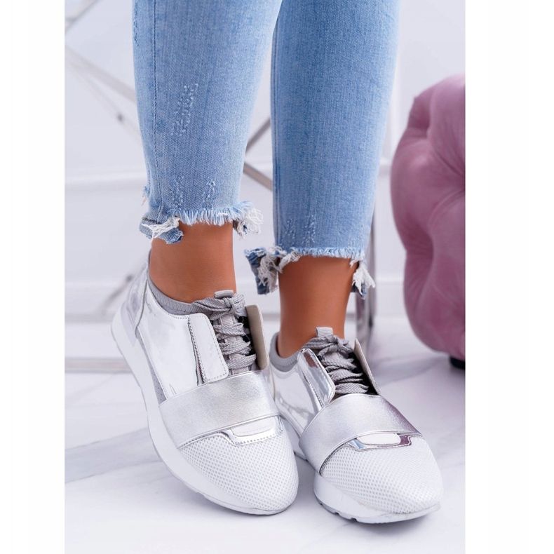 Zapatos deportivos plateados Lu Boo para mujer Madoni gris 1