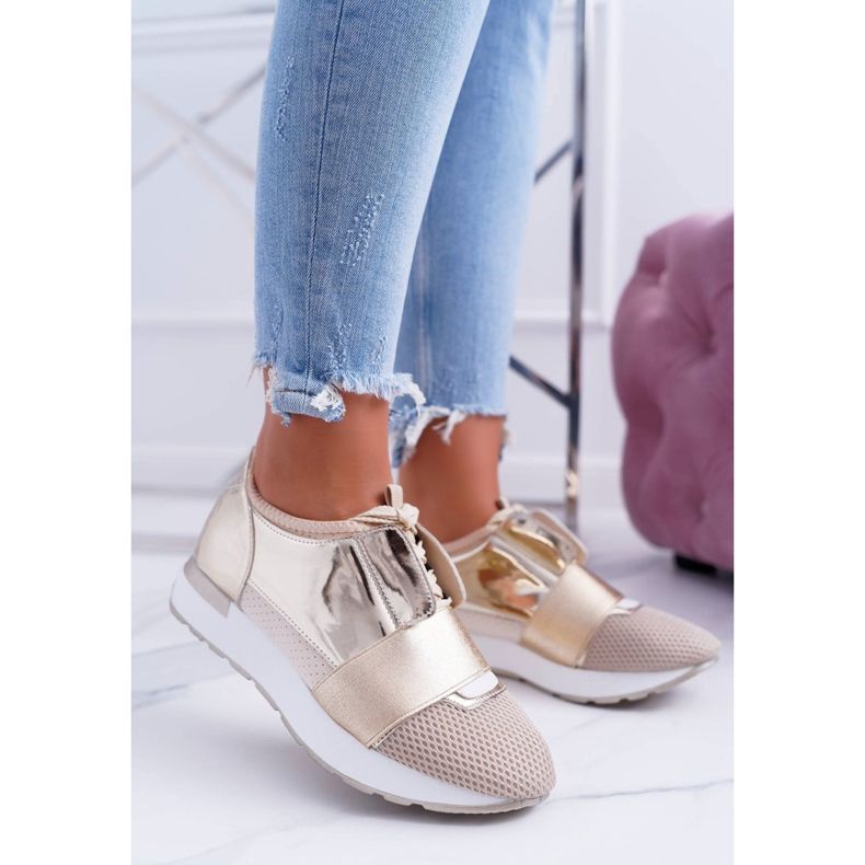 Zapatos deportivos dorados Lu Boo para mujer Madoni 1