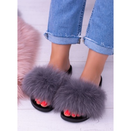 Pantuflas de Mujer con Piel Natural Gris Naturis 3