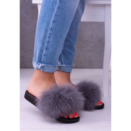 Pantuflas de Mujer con Piel Natural Gris Naturis 4