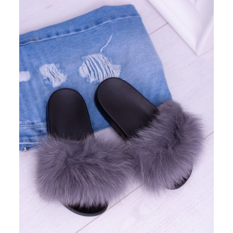Pantuflas de Mujer con Piel Natural Gris Naturis 1