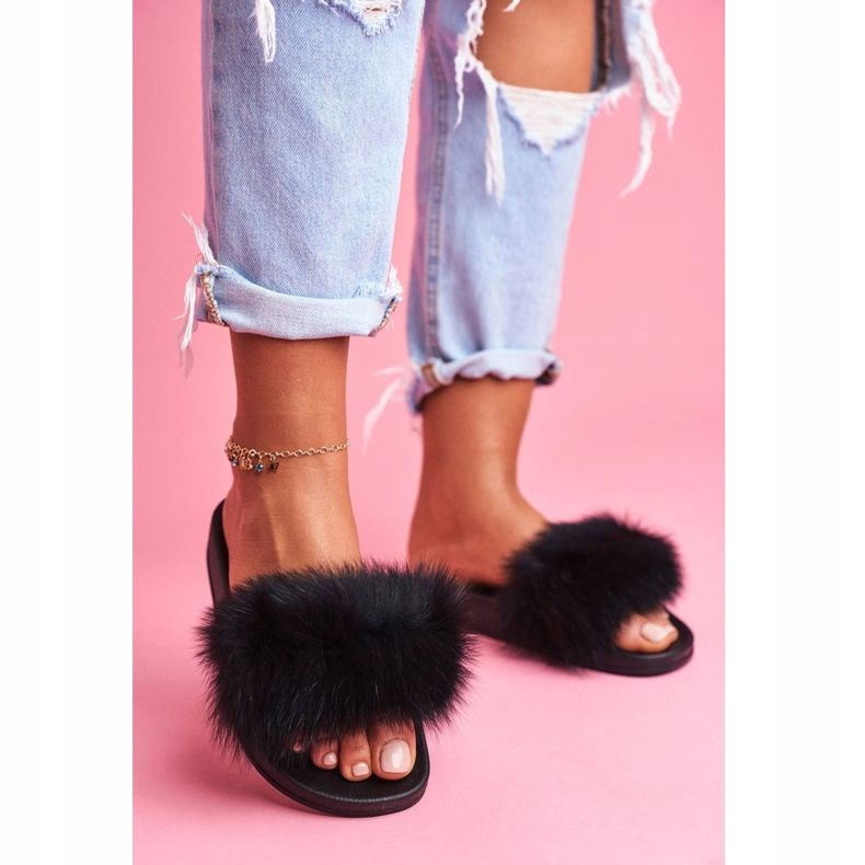 Pantuflas de Mujer con Piel Natural Negra Naturis negro 1