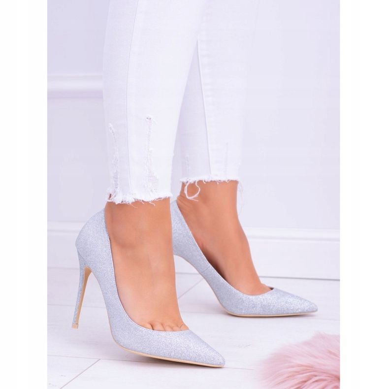Tacones altos de mujer Lu Boo Glitter Silver Shining gris 2