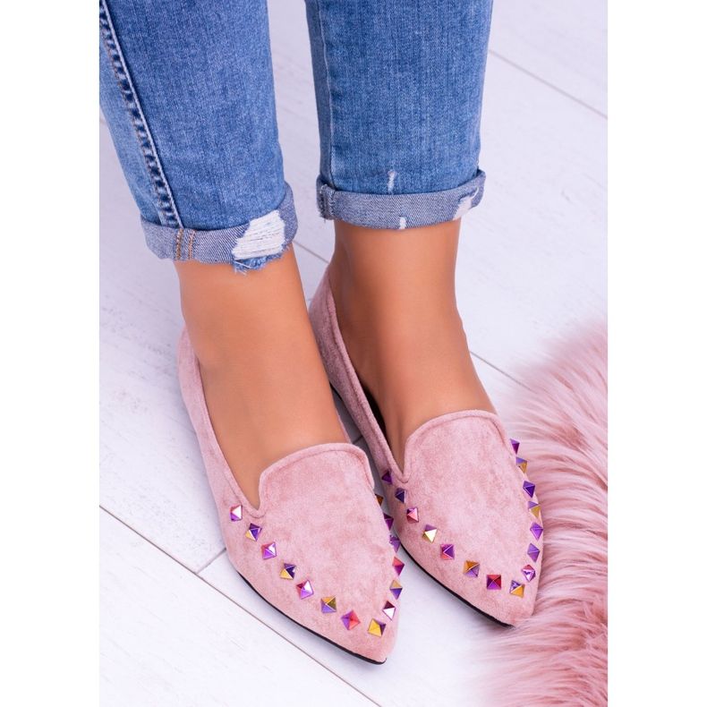 Lu Boo Pink Lords Iridiscente Jets Suede Spike rosa 2