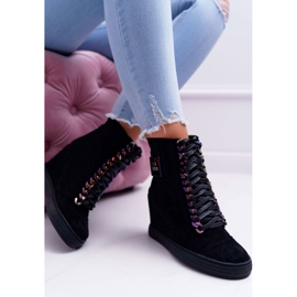 Zapatillas de Mujer Lu Boo Ante Negro con Cadenas Iridiscentes Monica 5