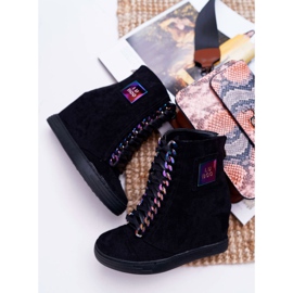 Zapatillas de Mujer Lu Boo Ante Negro con Cadenas Iridiscentes Monica 7