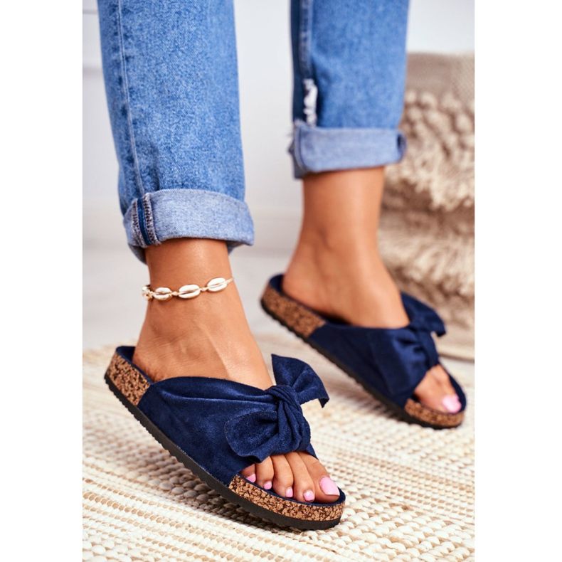 PS1 Pantuflas De Mujer Azul Marino Con Lazo Wendy Cork 2