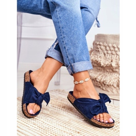 PS1 Pantuflas De Mujer Azul Marino Con Lazo Wendy Cork 3