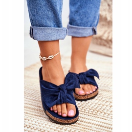 PS1 Pantuflas De Mujer Azul Marino Con Lazo Wendy Cork 4