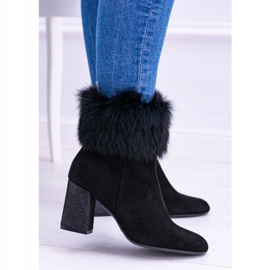 Botas de ante negras para mujer con piel de Laura Messi 1689 negro 1