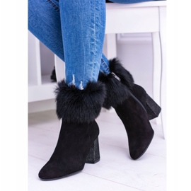 Botas de ante negras para mujer con piel de Laura Messi 1689 negro 3