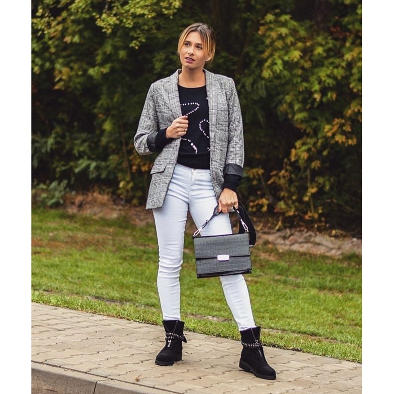 Botas de mujer con cremallera y lentejuelas negras Lu Boo Rafell negro 1