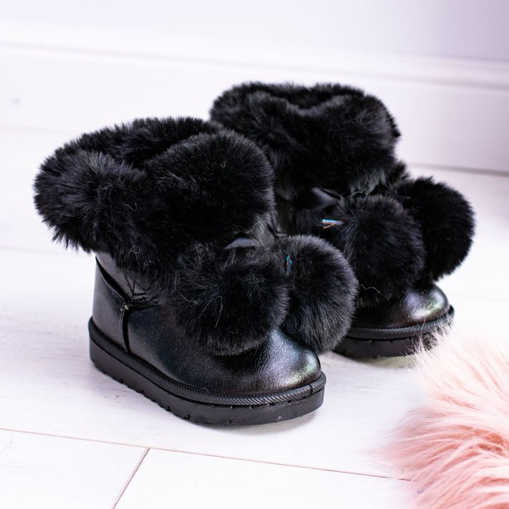 FRROCK Botas de nieve juveniles para niños con calentamiento negro Roofy 1