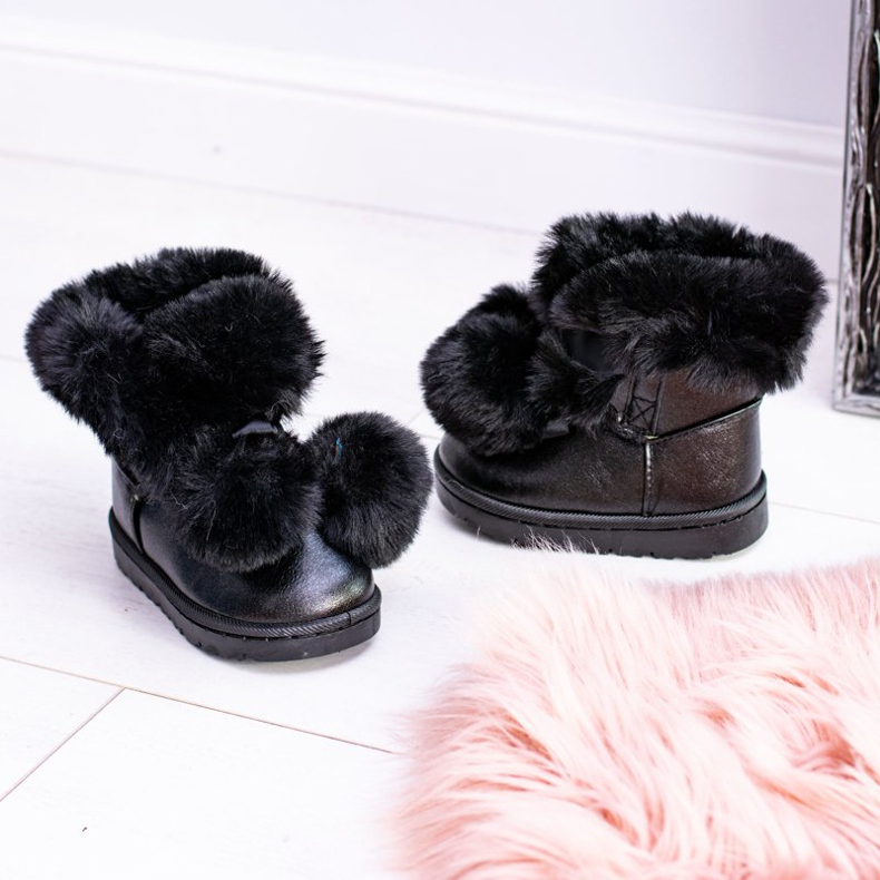 FRROCK Botas de nieve juveniles para niños con calentamiento negro Roofy 2