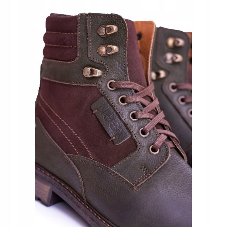 Botas de abrigo para hombre Neex Olive Leather Grigor marrón verde 2