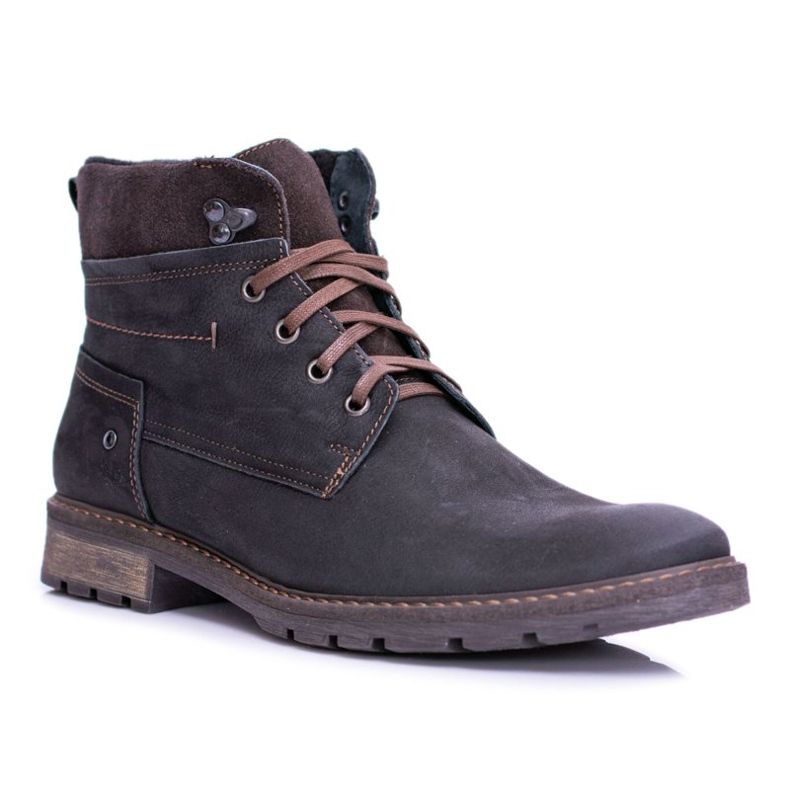Botas cálidas de hombre de cuero negro Neex Kobe marrón 1