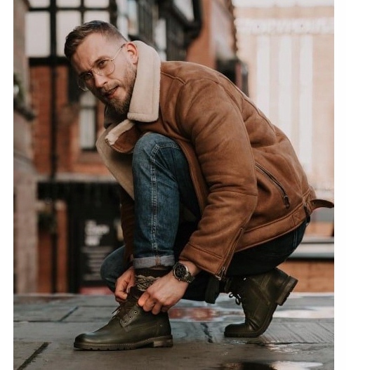 Botas cálidas de hombre de cuero verde oliva Neex Kobe 1