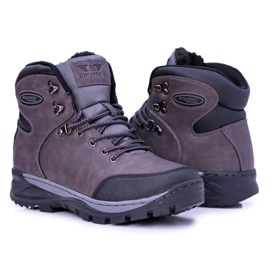 Ax Boxing Escuche los zapatos de trekking para hombre abrigados con piel gris 1