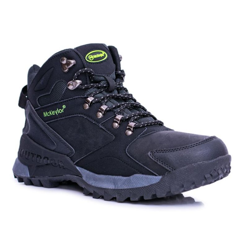 Mckeylor Zapatos de trekking negros para hombre calentados con forro polar Padava 1