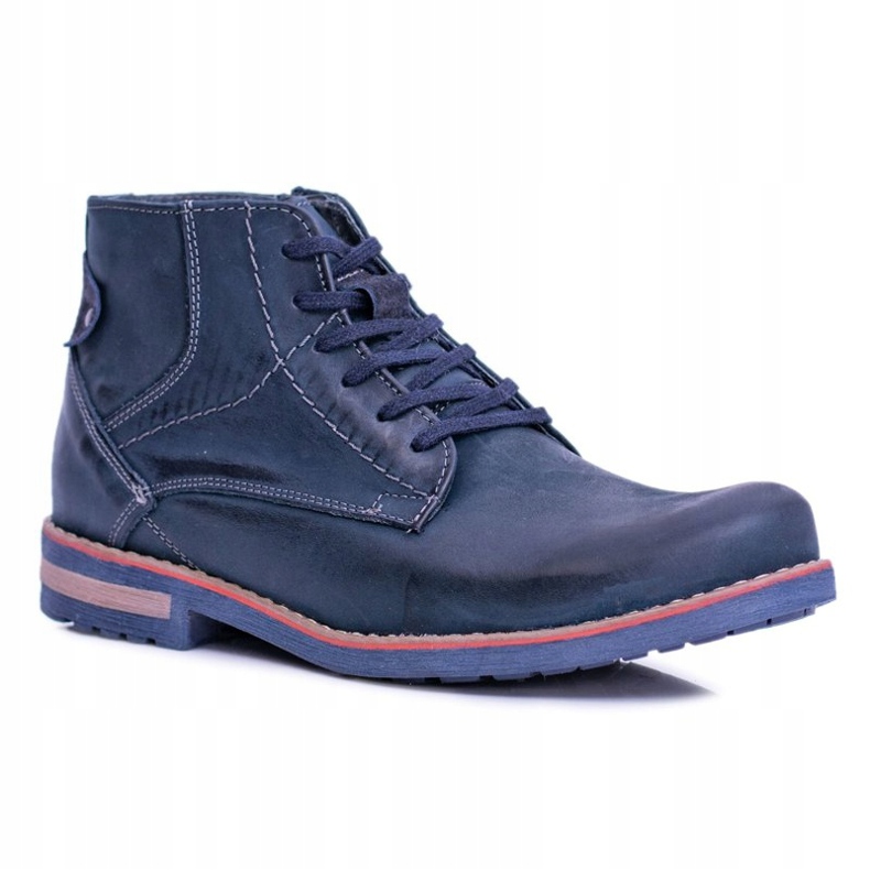 Botas de piel para hombre con cremallera Komodo 731 azul marino 1