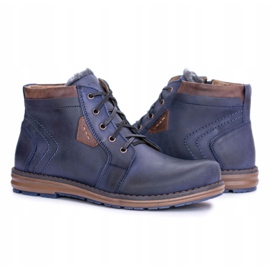 Polbut Botines Hombre Piel Azul Marino Calzado Calientes Verno 1