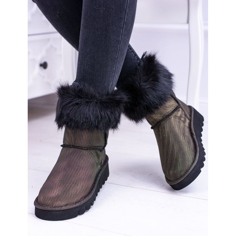 Moow Botas de nieve altas para mujer con piel Fourrure multicolor amarillo 1
