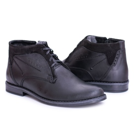 Polbut Botas de hombre, cuero calentado con piel, Lotta negra negro 1