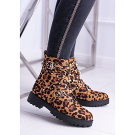 Botas altas de mujer con estampado de leopardo Albere marrón 1