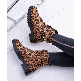Botas altas de mujer con estampado de leopardo Albere marrón 5