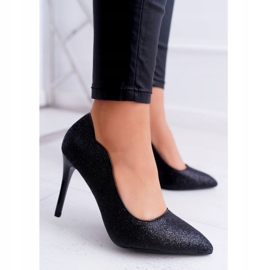 FB1 Zapatos de tacón de mujer Black Glitter Extrade negro 1