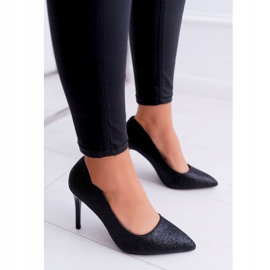 FB1 Zapatos de tacón de mujer Black Glitter Extrade negro 4