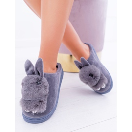Pantuflas Clásicas De Mujer Con Conejo Gris Howi 4