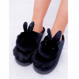 Pantuflas Clásicas De Mujer Con Un Conejo Negro Howi 3