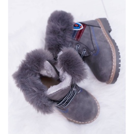 Bota Infantil Niño Con Piel Trappers Cálidos Gris Cobi 5